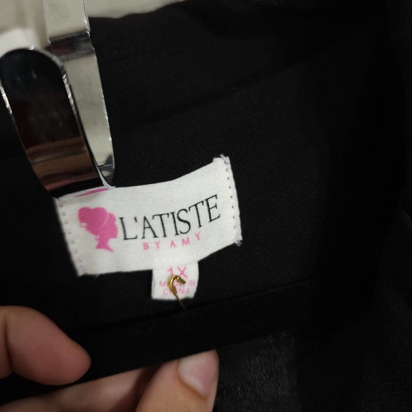 Latiste by Amy Womens Dress Blazer Rainbow Peplum Chain Puff Sleeve Mini Sz 1X - Picture 8 of 11